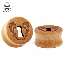 Wholesale Price New Piercing Body Jewelry Cup Shape Keyhole Wood Ear Plugs Tunnels Gauges Expanders Earrings Stretchers 36PCS 2024 - buy cheap