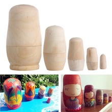 M89CNew 5Pcs/set Unpainted DIY Wood Matryoshka Toy Blank Russian Nesting Dolls Holiday Gift 2024 - buy cheap