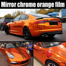 Высококачественная растягивающаяся оранжевая хромированная виниловая пленка с зеркалом, наклейка, лист с эмблемой, чехол для кузова автомобиля, велосипеда, мотора 2024 - купить недорого