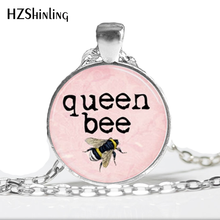 Colar de vidro abelha rainha, abelha, mel, abelha, inseto, luz, colar com pingente 2024 - compre barato