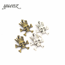 Yuenz 7 pçs crânio charme antigo prata cor encantos para pulseira jóias fazendo artesanato artesanal 22*18mm f4 2024 - compre barato