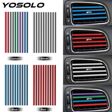 YOSOLO 10 Pieces/set U Shape DIY Chrome Styling Moulding Air Conditioner Outlet Grille Decoration Car Air Vent Trim Strip 2024 - buy cheap