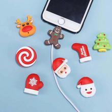 New Christmas Gift Cable Accessory Santa Claus Cartoon USB Charger Data Cable Cord Protector For iphone 8 7 6 cable protection 2024 - buy cheap