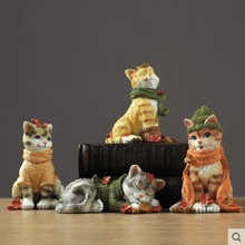 Креативные и милые Четыре животного кошка ремесла, домашний офис настольные украшения подарки 2024 - купить недорого