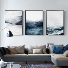 Moderna pintura abstrata em tela, poster e impressão para sala de estar, quarto, imagem do mar azul, decoração de parede, arte, paisagem sem moldura 2024 - compre barato