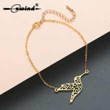 Cxwind Stainless Steel Carving Bird Bracelets & Bangles Women Hummingbird Bracelet  Jewelry Chain femme Bijoux Drop Shipping 2024 - buy cheap