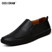 COSIDRAM 2018 Soft Genuine Leather Men Loafers Flat Shoes Casual Moccasins Men Flats Plus Size 45 46 47 BRM-016 2024 - buy cheap