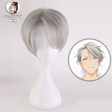 High Quality Yuri On Ice Victor Nikiforov Short Grey Cosplay Wig Men Synthetic Hair Costume Party Wigs + Free Wig Cap 2024 - buy cheap