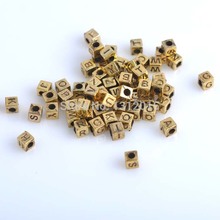 2017 New DIY 400Pcs 6mm Gold Mixed Cube Alphabet & Letter Acrylic Charming Spacer Beads For jewelry diy YKL0112 2024 - buy cheap