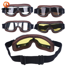 POSSBAY-gafas Retro de piloto para motocicleta, lentes de cuero a prueba de viento, gafas de esquí, ciclismo 2024 - compra barato