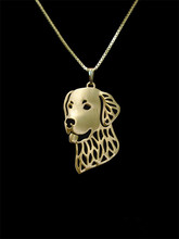 Pingente de cachorro golden retriever, colar feminino banhado a ouro e prata 2024 - compre barato