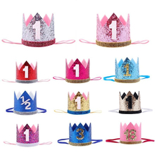 Gorros de decoración para fiesta de primer cumpleaños, sombrero de corona de princesa, 1 °, 2 °, 3 ° año, accesorio para el cabello de niños 2024 - compra barato