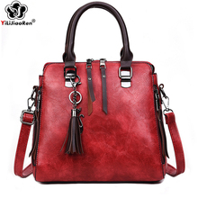 Bolsa de mão feminina de couro, bolsa de mão luxuosa da moda com borlas, para mulheres, em couro macio, tipo saco 2024 - compre barato