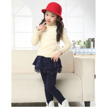 girls winter pants casual low skinny zipper girl pant Thicken kids girl Leather pants 4 6 8 10 12 14 years children's clothing 2024 - buy cheap