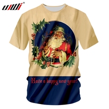 UJWI-Camiseta de Papá Noel con cuello redondo para hombre, camiseta de Navidad creativa con estampado en 3D, talla grande 6XL, nueva tendencia 2024 - compra barato