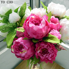 YO CHO autumn decor home wedding decoration mariage rose DIY 7 peony flower heads bouquet fake peony artificial flowers plants 2024 - buy cheap