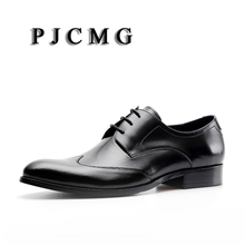 PJCMG/Новинка; удобные Мужские модельные туфли из натуральной кожи на шнуровке с острым носком на плоской подошве; Цвет черный, красный; Повседневные Классические свадебные туфли в джентльменском стиле 2024 - купить недорого