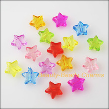 Novo 100 pçs acrílico misto de plástico miniatura estrela espaçador contas amuletos 11.5mm 2024 - compre barato
