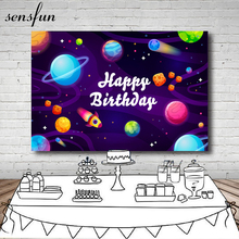 Sensfun espaço exterior pano de fundo para estúdio foto feliz aniversário festa fotografia fundos personalizados 7x5ft vinil 2024 - compre barato