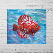 Cuadros de peces dorados abstractos pintados a mano en lienzo, pinturas de animales para sala de estar, pintura al óleo, decoración para el hogar 2024 - compra barato