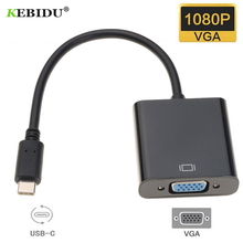 Kebidu Tipo C Macho para Fêmea Adaptador VGA para Macbook USB-C para VGA Adaptador Conversor USB 3.1 Mais Novo 2024 - compre barato