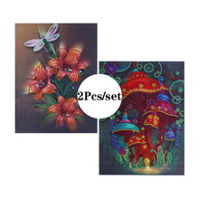 2Pcs Special Shaped Drill 5D DIY Diamond Painting "Mushroom house" Plant Flower Diamond Embroidery Cross Stitch 3D Home Decor 2024 - buy cheap