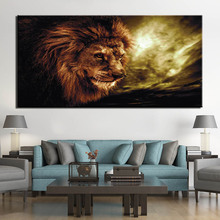 Quadro de pintura em tela moderna de alta qualidade, 1 peça, animal, leão, hd, impresso, decoração, quadro para sala de estar 2024 - compre barato