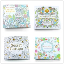 4PCS/LOT 24 Pages Secret Garden+Fantasy Dream+Enchanted Forest+Animal Kingdom Coloring Book Adult Relieve Stress Painting Book 2024 - buy cheap