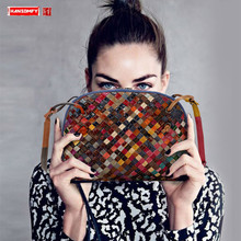 Bolso de piel auténtica para mujer, bandolera pequeña de hombro tipo bandolera, tendencia Diagonal, Color caramelo, a la moda, novedad 2021 2024 - compra barato