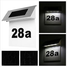 Aço inoxidável movido a energia solar led número da casa lâmpada ao ar livre porta sinal de parede luz led luzes solares para ao ar livre 2024 - compre barato