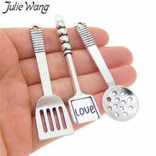 Julie Wang 3PCS Mixed Cooking Shovel Kitchen Tool Charms Alloy Antique Silver Color Bracelet Jewelry Making Pendant Accessory 2024 - buy cheap