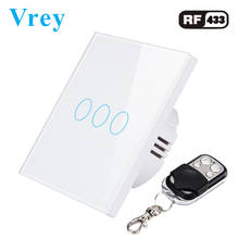 Vrey EU/UK Touch Switch LED Wall Light Switch 110-240V 3 Gang 1 Way Waterproof Crystal Tempered Glass Panels 2024 - buy cheap