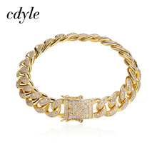 Cdyle Men Gold Bracelet Cuban Chain Link Gold Color Iced Out Hip Hop Heavy Bracelets & Bangle Pulseira Feminina Fashion Jewelry 2024 - buy cheap