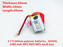 Литий-полимерный аккумулятор li-po, фирменный Размер 102445, 3,7 В, 1200 мАч, с защитной платой для цифровых продуктов GPS 2024 - купить недорого