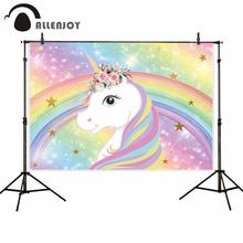 Allenjoy-fondo fotográfico de unicornio para cumpleaños, baby shower, bokeh de purpurina de arcoíris, photocall, photobooth, estudio de fondo 2024 - compra barato
