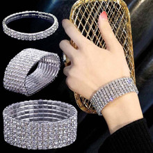 Kymyad-Pulseras de cristal para mujer, brazaletes de cuentas multicapa de Color plateado, joyería de boda, pulsera de pareja 2024 - compra barato