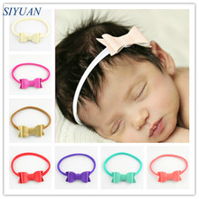 100pcs/lot Colorful Nylon Headband with Soft PU Leather Bow  Girl Headwear DIY Boutique 12 Color FDA219 2024 - buy cheap