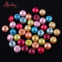 8mm Smooth Half Drilling Freshwater Pearl Beads Natural Stone Beads 1Pair For DIY Earring Jewelry Making,Wholesale Free Shipping 2024 - buy cheap