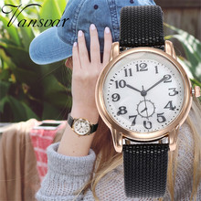 Часы Vansvar женские, повседневные, кварцевые, пластиковые, с кожаным ремешком, аналоговые, наручные часы, многоцветные, кожаные 2024 - купить недорого
