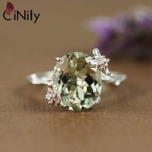 CiNily Created Green Stone Zirconia Silver Plated Wholesale New Sale for Women Jewelry Wedding Gift Ring Size 6-9 NJ78 2024 - buy cheap