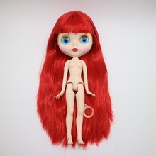 Boneca vermelha de cabelo longo, boneca nude blyth para juntas, boneca de fábrica, boneca de moda adequada para mudança diy bjd brinquedo para meninas 2024 - compre barato