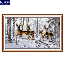 NKF Antelopes In The Snow Pattern Cross Stitch Animal Design Painting Embroidery Handcraft Cross Stitch Pattern for Home Decor 2024 - buy cheap