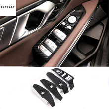 4 unids/lote pegatina de coche ABS fibra de carbono grano coche ventana elevador panel decoración cubierta para 2019 2020 BMW G20 325 330 335 2024 - compra barato