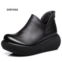 Zxryxgs-sapatos femininos de couro legítimo, novo sapato com plataforma, elegante, confortável, primavera, 2021 2024 - compre barato