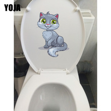 YOJA 16.6*22.4 cm Adorável Gato Dos Desenhos Animados Início Adesivos de Parede Decoração Do Banheiro Assento Do Vaso Sanitário Adesivos T1-0185 2024 - compre barato