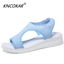 KNCOKAR Women Sandals  New Female Shoes Woman Summer Wedge Comfortable Sandals Ladies Slip-on Flat Sandals Women Sandalias x113 2024 - buy cheap