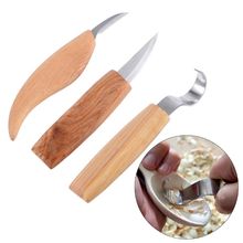 3Pcs/Set Stainless Steel Wood Carving Cutter Woodwork Sculptural DIY Wood Handle Spoon Hook Carving Knife Woodcut Art Craft Tool 2024 - buy cheap