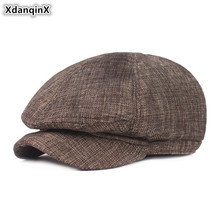 XdanqinX Snapback Cap Dad's Beret Simple Fashion Breathable Berets 2019 New Men's Linen Tongue Caps Middle-aged Male Retro Hat 2024 - buy cheap