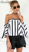 Micawleys sexy cold shoulder top striped slash neck blouse butterfly sleeve women tops chiffon shirt blouse backless blouses 2024 - buy cheap