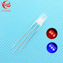 3mm LED Bi-Color Diffused Red Blue Common Cathode Round Light Emitting Diode Dual FoggyTwo Plug-in Practice DIY Kit  50pcs /lot 2024 - buy cheap